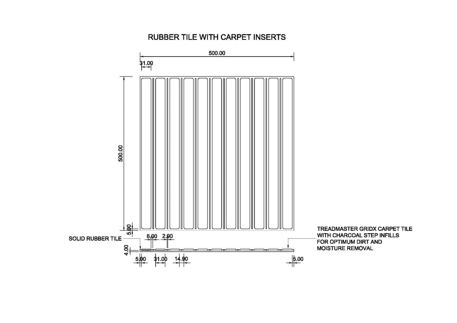 TMGXS2 GridX Rubber Carpet Tile Entrance Matting NZ Entry Mats