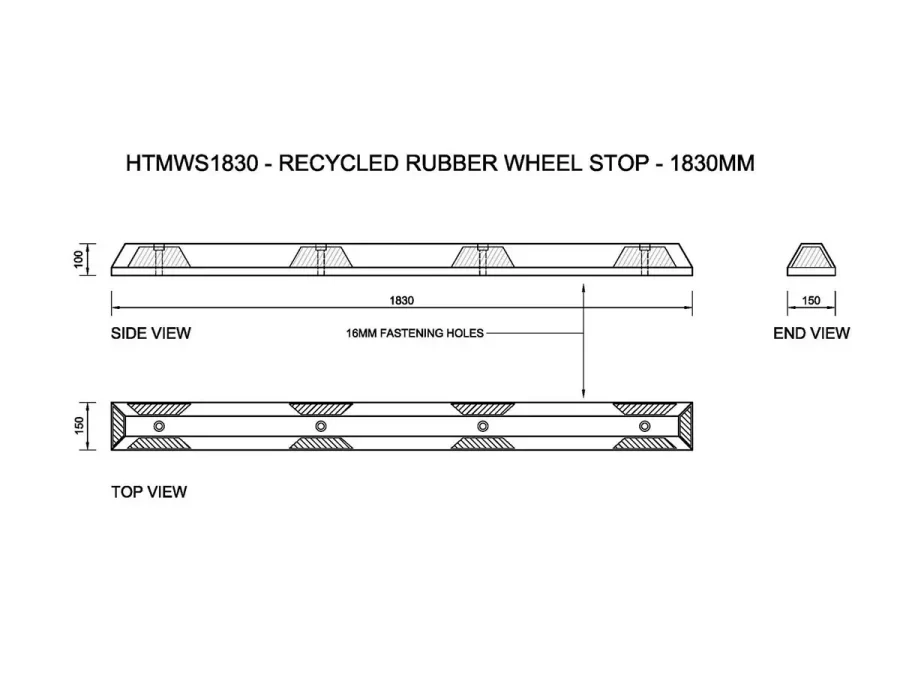 HMWS1830 Wheel Stops Drawing